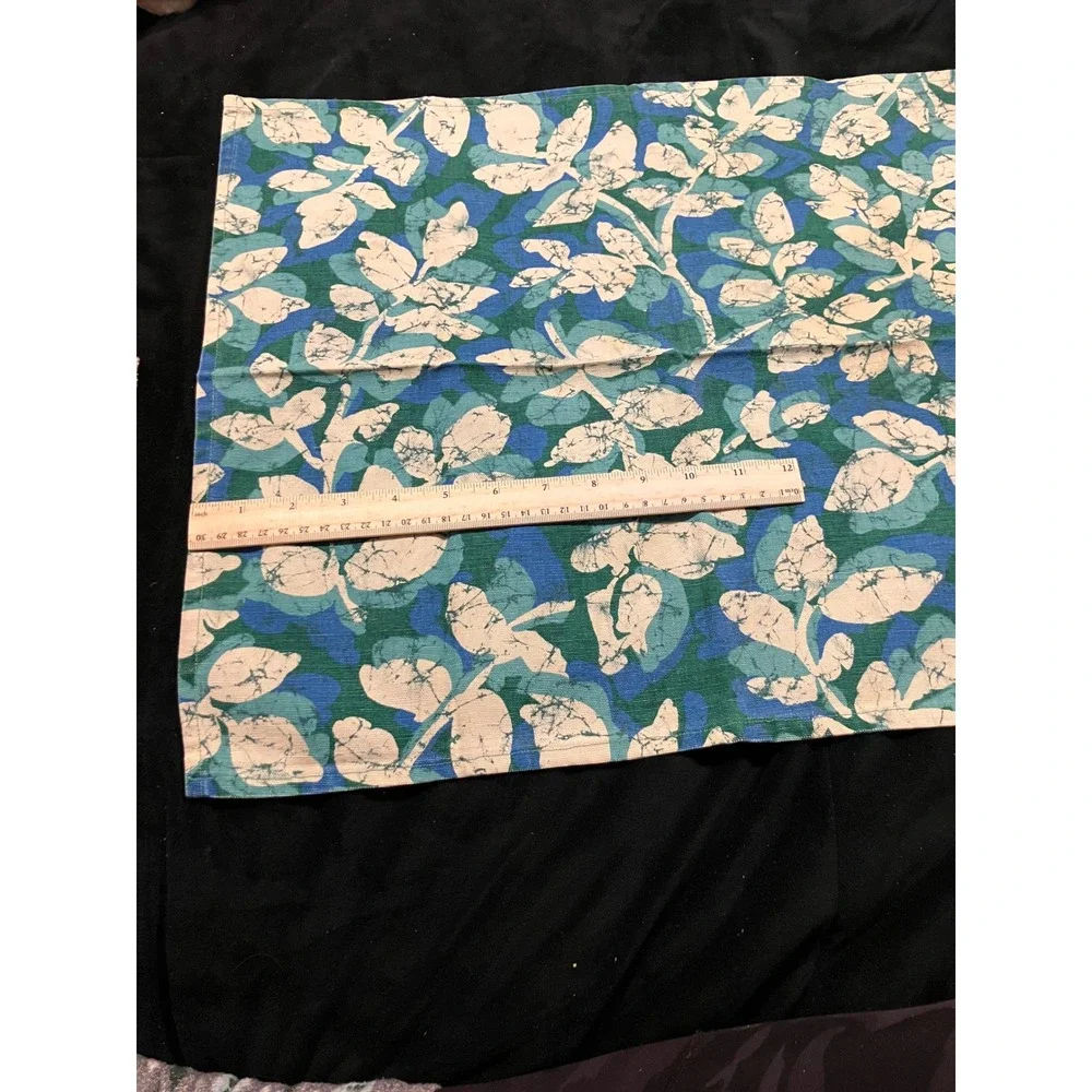 Cloth Napkins Set of 4 Blue Green Batik Botanical Leaf Print